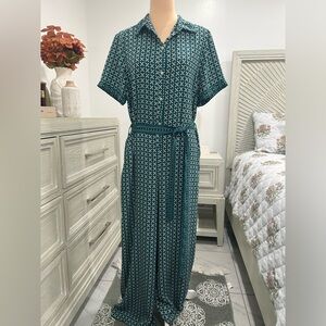 Max Studio Teal Patterned Jumpsuit